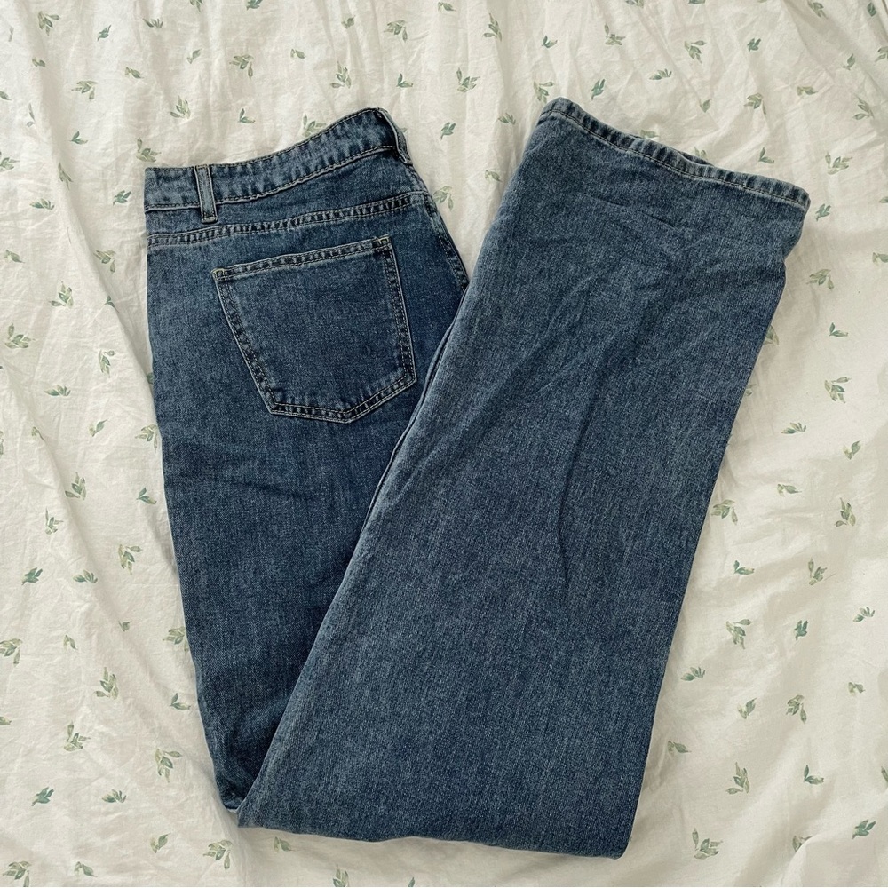 ROMWE - High Rise Dark Wash Straight Leg Jeans